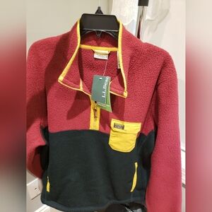 LL Bean Sherpa Fleece Sweater Hybrid